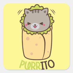 Purrito Kitty Burrito Square Sticker