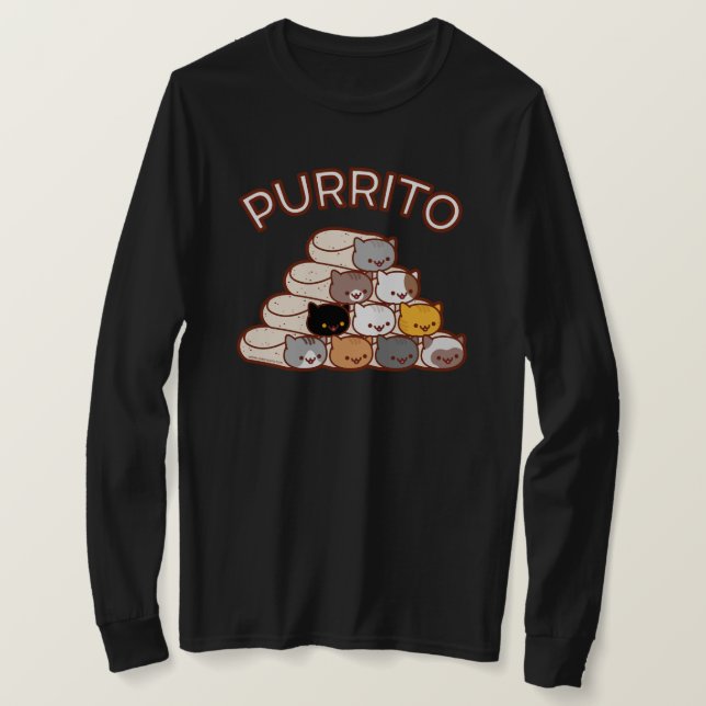 PURRITO PYRAMID Cat Burrito Long Sleeve T-SHIRT (Design Front)