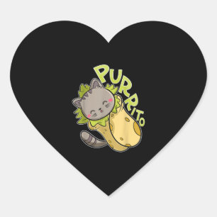 Purrito T Funny Cat Pun Burrito Taco Heart Sticker