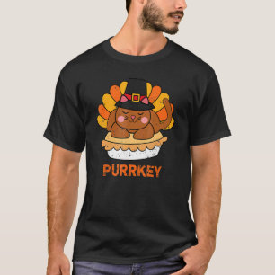 Purrkey Turkey  Cat Happy Thanksgiving Cat Puns T-Shirt