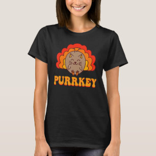 Purrkey Turkey Cat Pun Thanksgiving Cat T-Shirt