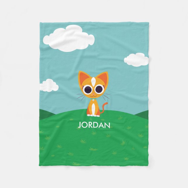 Purrl the Cat Fleece Blanket (Front)