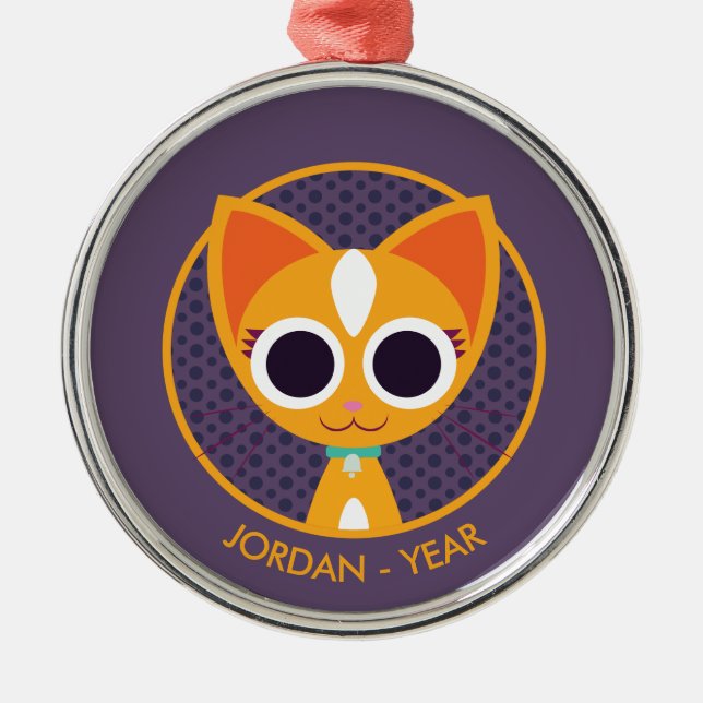 Purrl the Cat Metal Tree Decoration (Front)