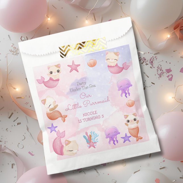 Purrmaid cat mermaid cute pet girl birthday favour bags (Creator Uploaded)