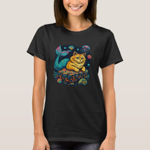 Purrmaid Cosmic Ocean Cat Art Mermaid Feline Fanta T-Shirt