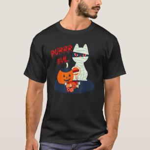 Purrr Evil Cute And Scary Halloween Cat Mummy Spoo T-Shirt