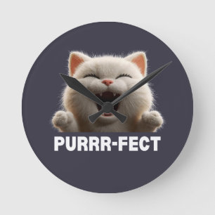 PURRR-FECT Hilarious Laughing Cat Meme T Shirt Round Clock