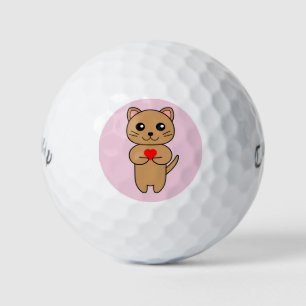 Purrrfect Love - Pink Background Golf Balls