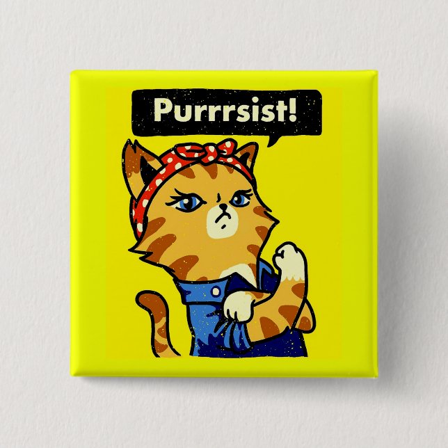 Purrrsist Cat Purrsist 15 Cm Square Badge (Front)