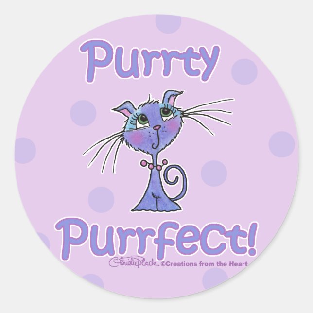 Purrty Purrfect Kitty Classic Round Sticker (Front)
