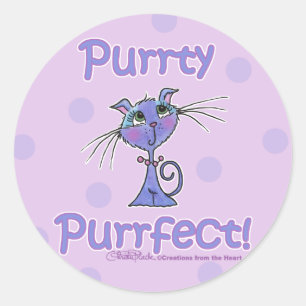 Purrty Purrfect Kitty Classic Round Sticker