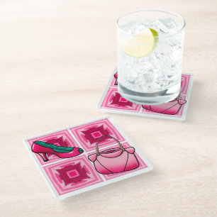 Purse And Shoe Lover Glass Coaster