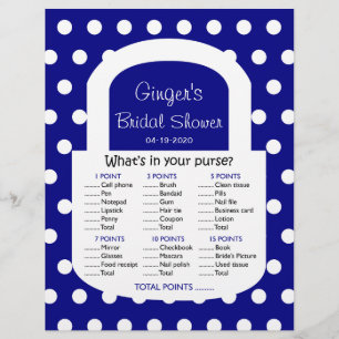 Purse Bridal Shower Game - Navy Blue