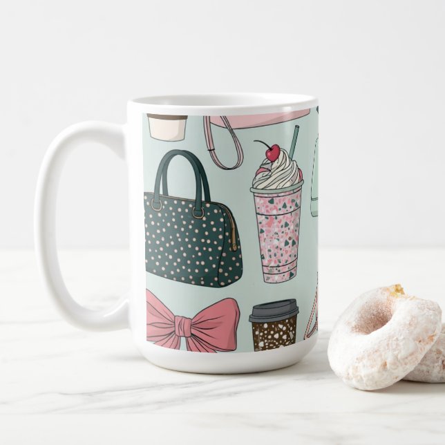 Purses, bows & lattes coffee mug (With Donut)