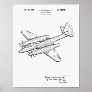 Pursuit Aeroplane 1942 Patent Art White Paper Poster