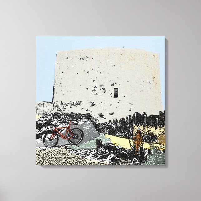 Push Bike and Martello Tower Hythe Kent  Canvas Print (Front)