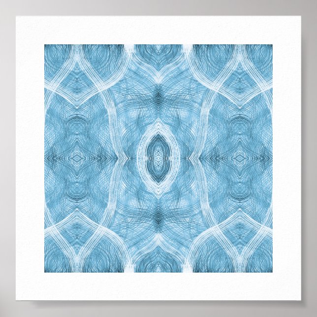 Push Blue Abstract Watercolor Art Poster (Front)