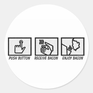 Push Button Bacon Classic Round Sticker