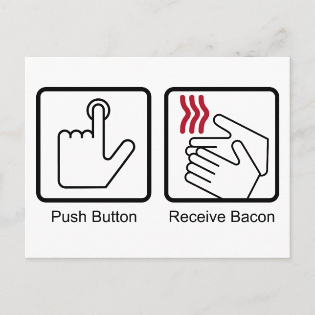 Push Button, Receive Bacon - Bacon Dispenser Postcard (Front)