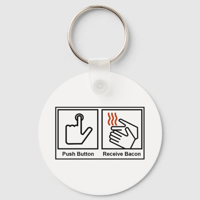 Push Button, Receive Bacon Key Ring (Front)