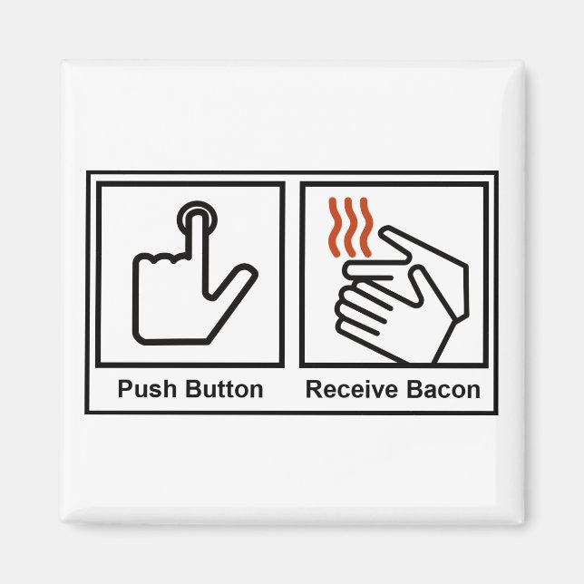 Push Button, Receive Bacon Magnet (Front)