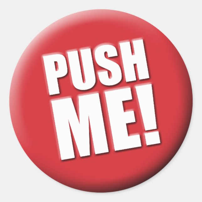 Push Me Big Red Button Classic Round Sticker (Front)