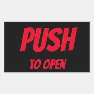 PUSH TO OPEN DOOR RECTANGULAR STICKER