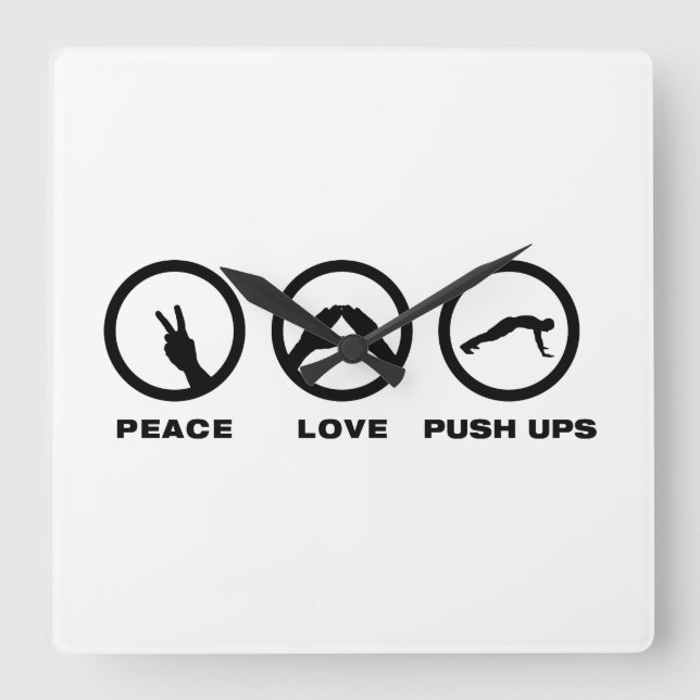 Push Ups Square Wall Clock (Front)