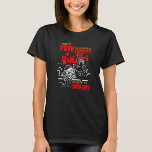 Push You in Zombies to Save Lhasa Apso Funny Dog L T-Shirt