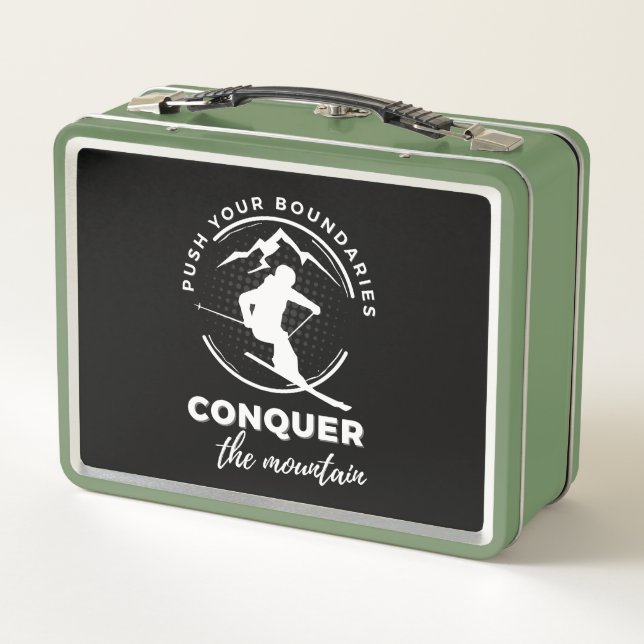 Push your boundaries, conquer the mountain"  metal lunch box (Back)