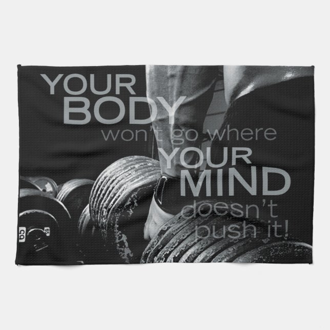 Push Your Mind and Body - Workout Motivational Tea Towel (Horizontal)