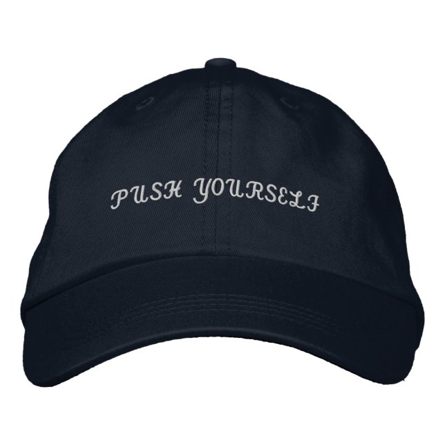 Push Yourself Adjustable-Hat Premium Navy Color  Embroidered Hat (Front)