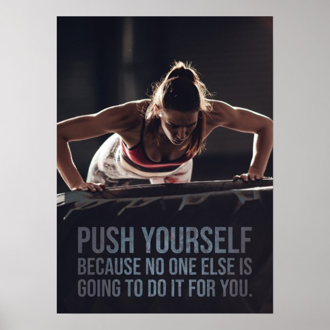 Push Yourself - Women's Workout Motivational Poster (Front)