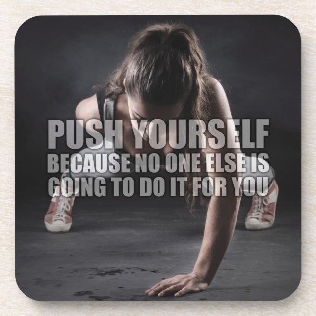 Push Yourself - Workout Motivational Coaster (Front)