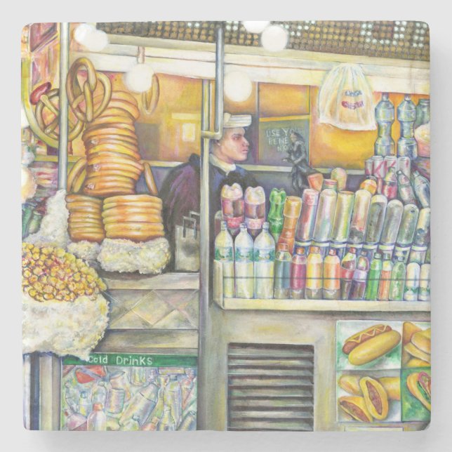 Pushcart Paradise Stone Coaster (Front)