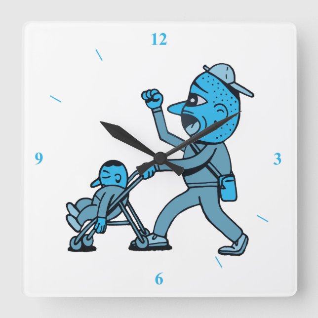 Pushchair Baby Square Wall Clock (Front)