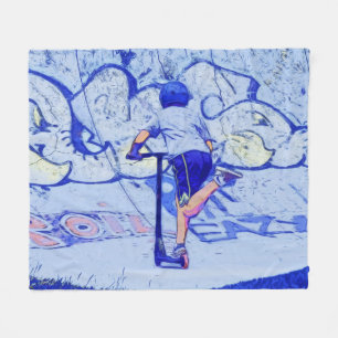 Pushin' It - Stunt Scooter Rider    Fleece Blanket