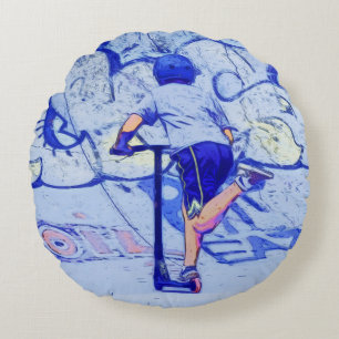 Pushin' It - Stunt Scooter Rider  Round Cushion