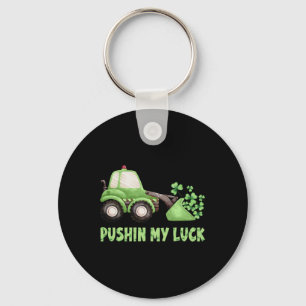 Pushing My Luck Shamrock St Patricks Day Boys Kid  Key Ring