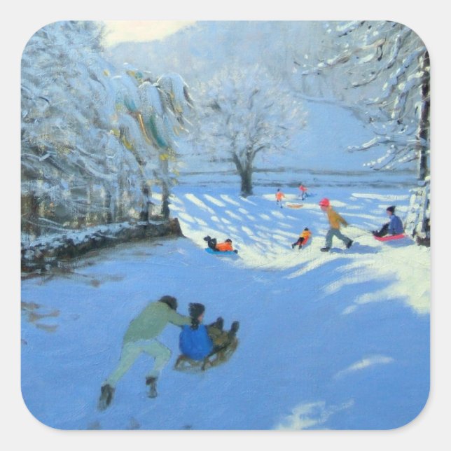 Pushing the Sledge Youlgreave Square Sticker (Front)