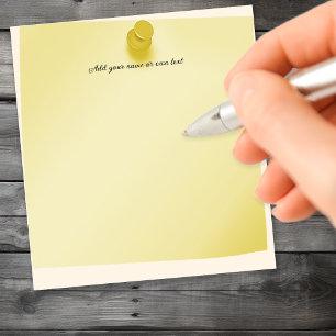 Pushpin Thumbtack Yellow Customisable Notepad