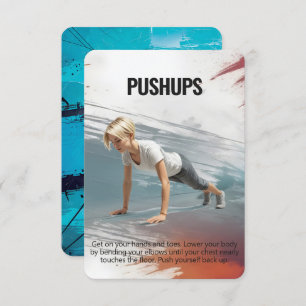 Pushups Fitness Card with Blue Backing