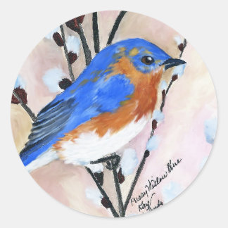 Pussy Willow Blue Classic Round Sticker