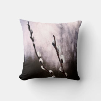 Pussy Willow Branch in Winter Scene Cushion