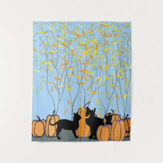 Pussycats and Pumpkins Tapestry