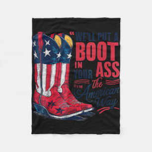 Put a boot in western cowgirl 4th of july fleece blanket