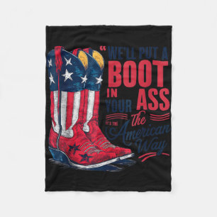 Put a boot in western cowgirl 4th of july tank fleece blanket