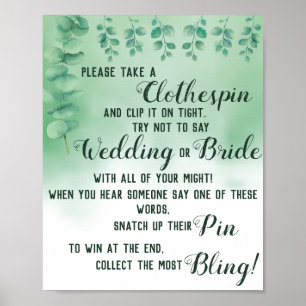 Put a Clothespin Bridal Shower Game Sign