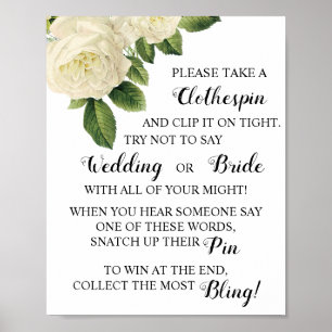 Put a Clothespin Bridal Shower Game Sign