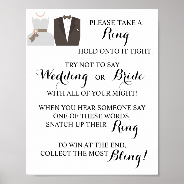 Put a Ring on  Bridal Shower Game Sign (Front)